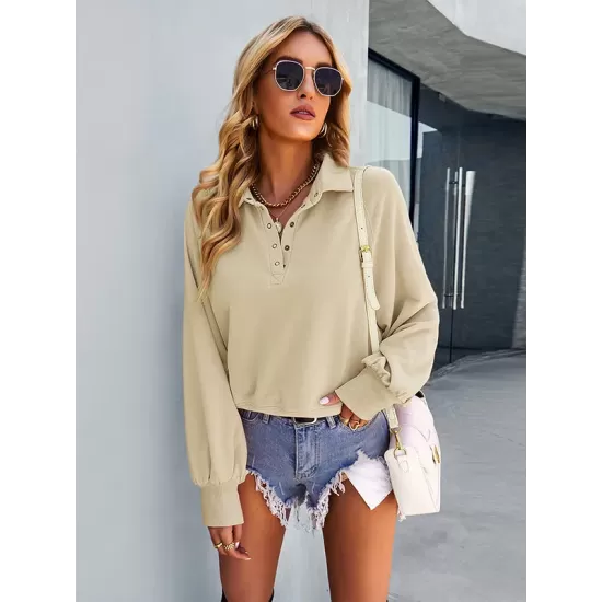 Vacation Loose Buttoned T-Shirts Tops