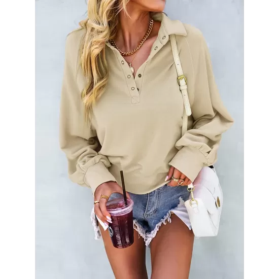 Vacation Loose Buttoned T-Shirts Tops