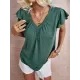 Vacation Loose Solid Color V-Neck T-Shirt