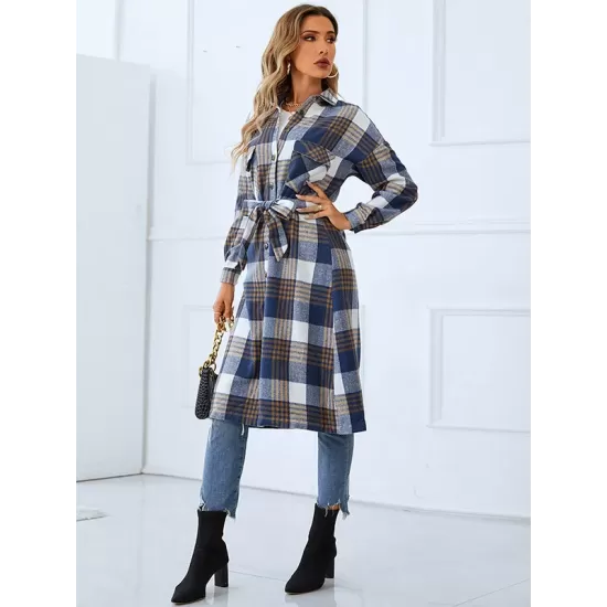 Casual Loose Plaited Lapel Collar Coat