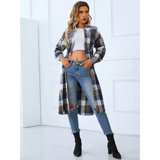 Casual Loose Plaited Lapel Collar Coat