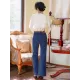 Vacation Loose High Waisted Solid Color Jean Pants Bottoms