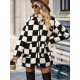 Vacation Loose Buckle Patchwork Lapel Collar Coat