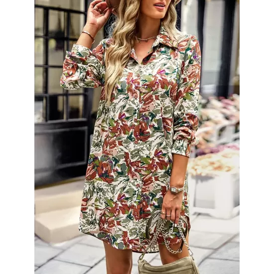 Vacation A-Line Floral V-Neck Dress