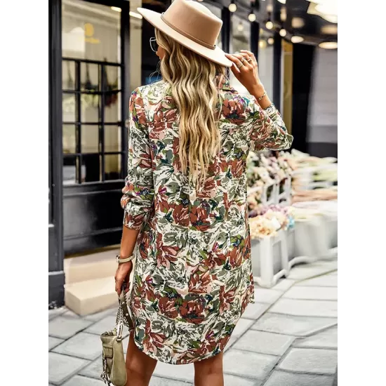 Vacation A-Line Floral V-Neck Dress