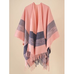 Casual Loose Tasseled Patchwork Shawl&Cloak