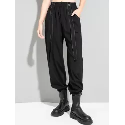 Urban High-Waisted Black Casual Pants Bottoms Harem Pants