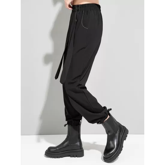 Urban High-Waisted Black Casual Pants Bottoms Harem Pants