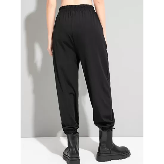 Urban High-Waisted Black Casual Pants Bottoms Harem Pants