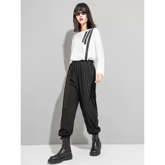 Urban High-Waisted Black Casual Pants Bottoms Harem Pants