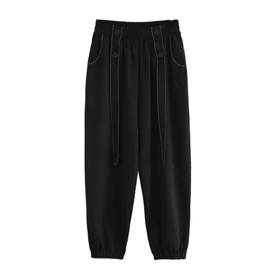 Urban High-Waisted Black Casual Pants Bottoms Harem Pants