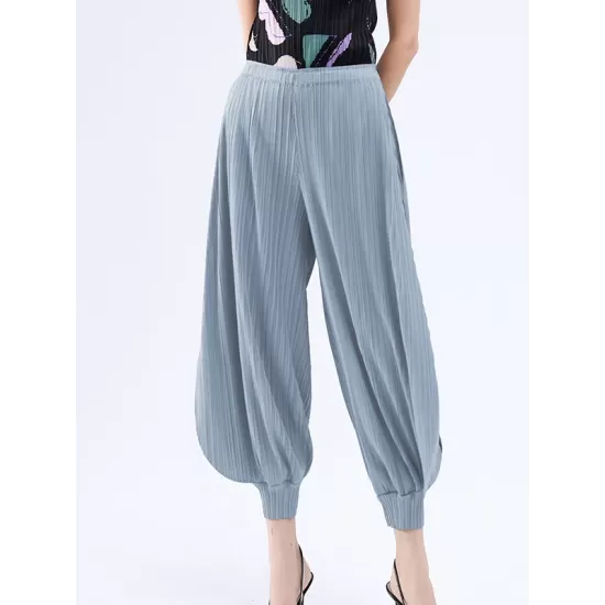 Simple Loose Solid Color Casual Harem Pants Bottoms