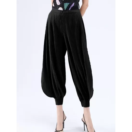 Simple Loose Solid Color Casual Harem Pants Bottoms