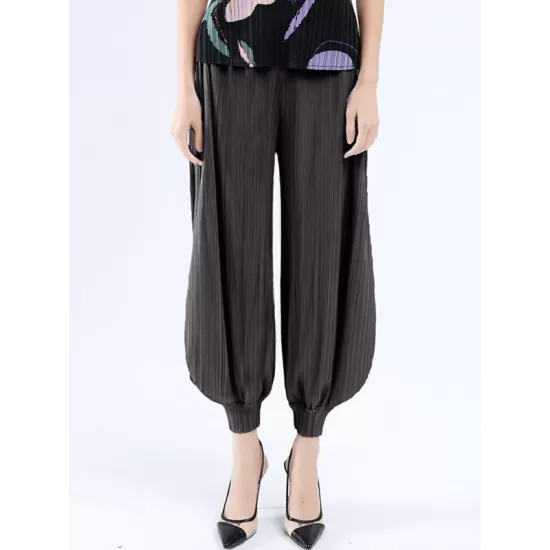 Simple Loose Solid Color Casual Harem Pants Bottoms