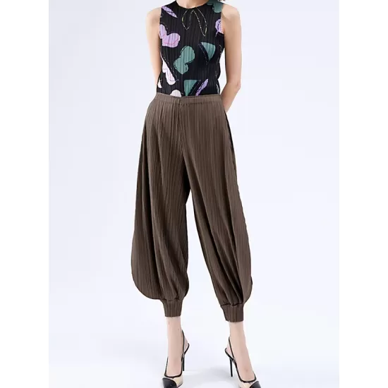 Simple Loose Solid Color Casual Harem Pants Bottoms