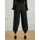 Simple High Waisted Black Casual Harem Pants Bottoms