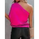 Urban Loose One-Shoulder Fuchsia Shirt Top