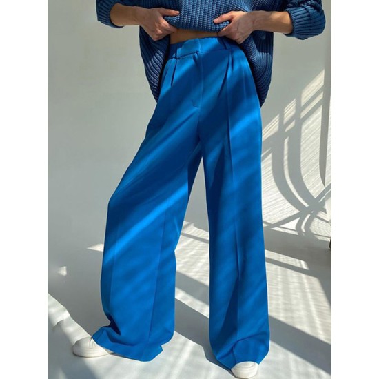 Casual Simple Solid Color Wide Legs Blazer Pants