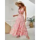 Sleeveless Open Back Skirt Slim Fit Pink Print Dress