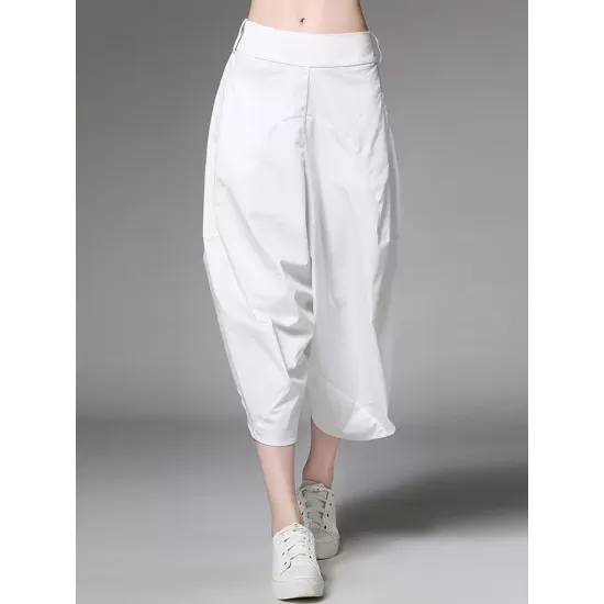 Original Simple Casual Loose White Harem Pants