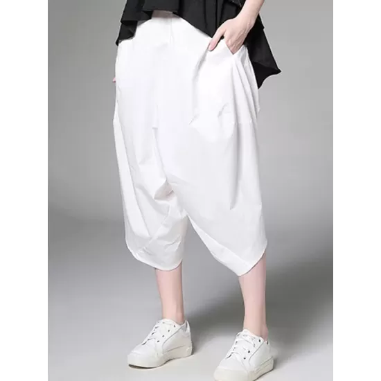 Original Simple Casual Loose White Harem Pants