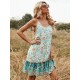 Patchwork Floral A-Line Backless Dress