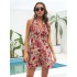 Women Sleeveless Floral Backless Bohemia Dress