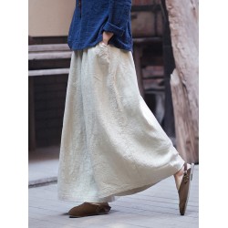 Artistic Retro Wide Leg Loose Elasticity Solid Color Casual Pants Bottoms