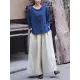 Artistic Retro Wide Leg Loose Elasticity Solid Color Casual Pants Bottoms