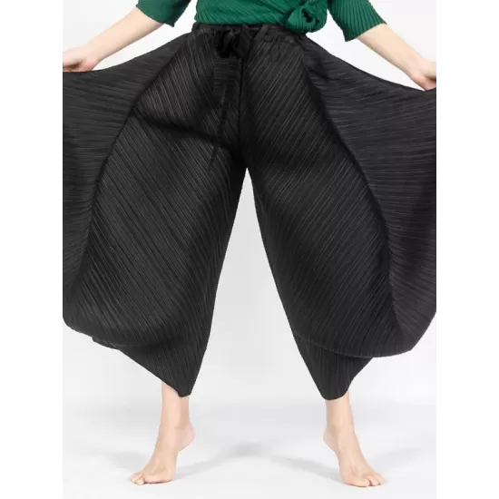 Simple Wide Leg Loose Pleated Solid Color Casual Pants Bottoms