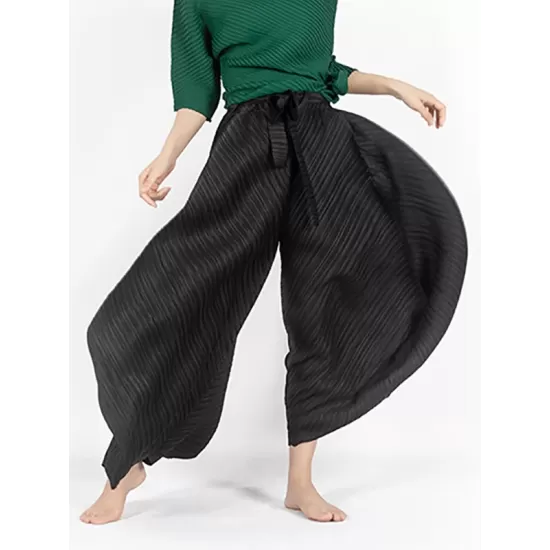 Simple Wide Leg Loose Pleated Solid Color Casual Pants Bottoms