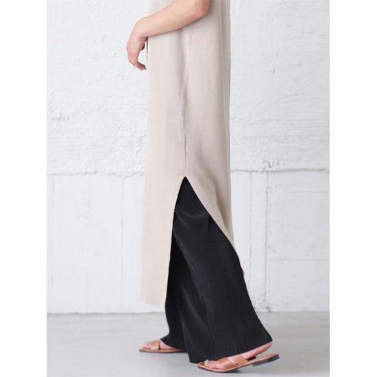 Simple Loose Wide Leg Elasticity Solid Color Casual Pants Bottoms