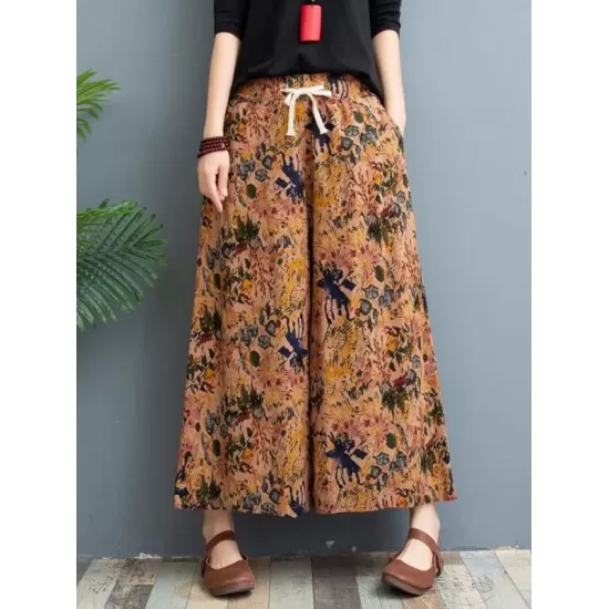 Original Creation Loose Wide Leg Printed Casual Pants Bottoms