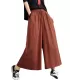 Simple Wide Leg Loose Drawstring Solid Color Casual Pants Bottoms