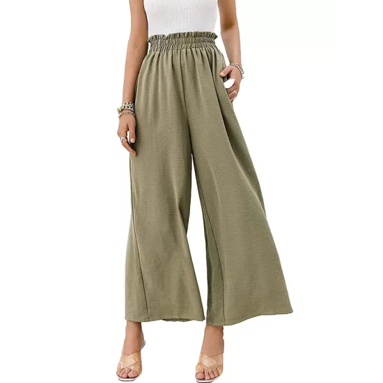 Simple Wide Leg Loose Elasticity Casual Pants Bottoms