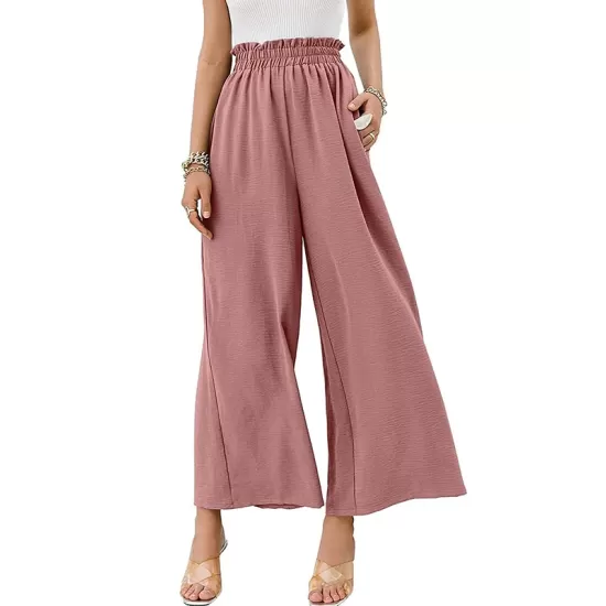 Simple Wide Leg Loose Elasticity Casual Pants Bottoms