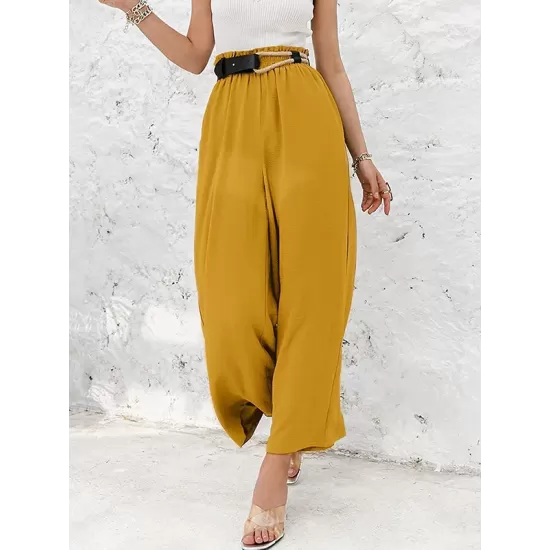 Simple Wide Leg Loose Elasticity Casual Pants Bottoms