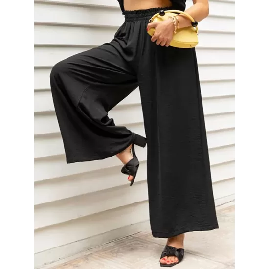 Simple Wide Leg Loose Elasticity Casual Pants Bottoms