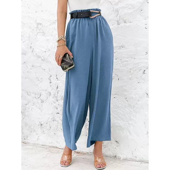 Simple Wide Leg Loose Elasticity Casual Pants Bottoms