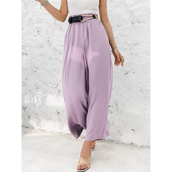 Simple Wide Leg Loose Elasticity Casual Pants Bottoms