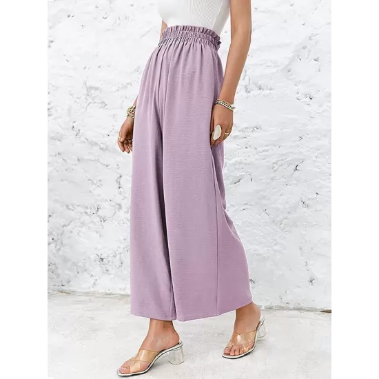 Simple Wide Leg Loose Elasticity Casual Pants Bottoms