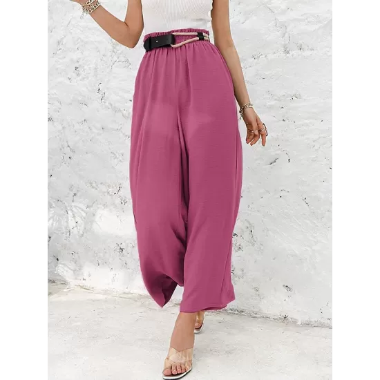 Simple Wide Leg Loose Elasticity Casual Pants Bottoms