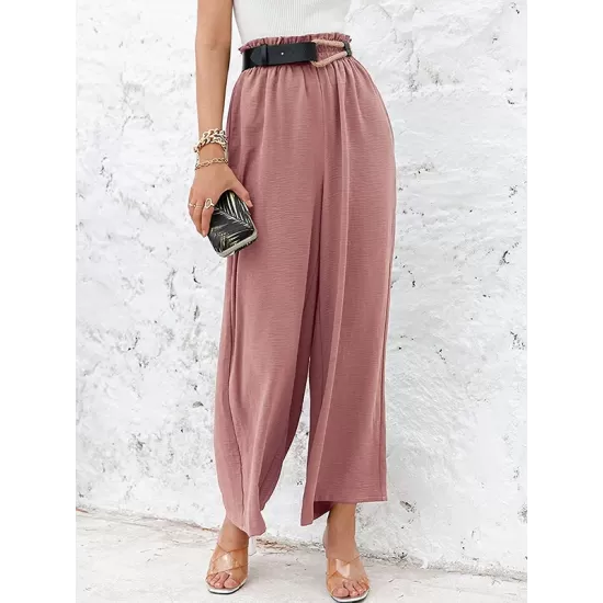 Simple Wide Leg Loose Elasticity Casual Pants Bottoms