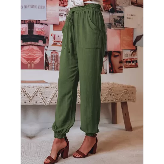 Casual Drawstring Solid Harem Pants