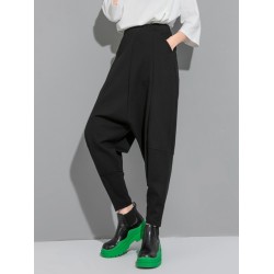 Simple Cool Loose Elasticity Solid Color Casual Harem Pants Bottoms