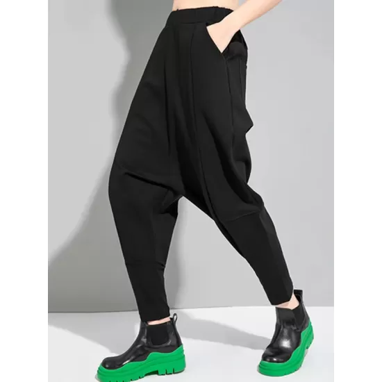 Simple Cool Loose Elasticity Solid Color Casual Harem Pants Bottoms