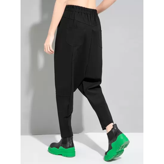 Simple Cool Loose Elasticity Solid Color Casual Harem Pants Bottoms