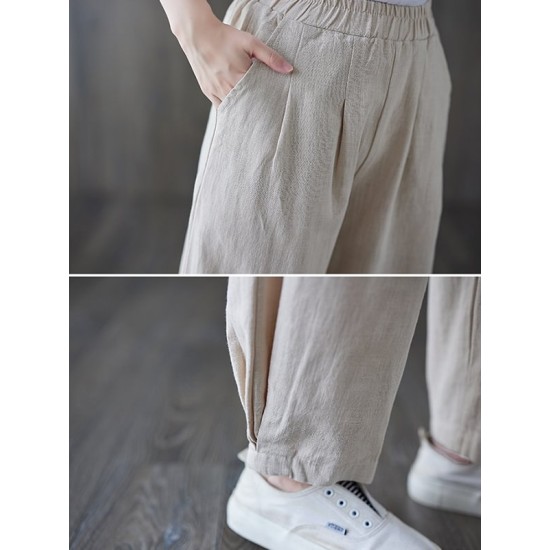 Simple Wide Leg Loose Elasticity Solid Color Casual Pants Bottoms