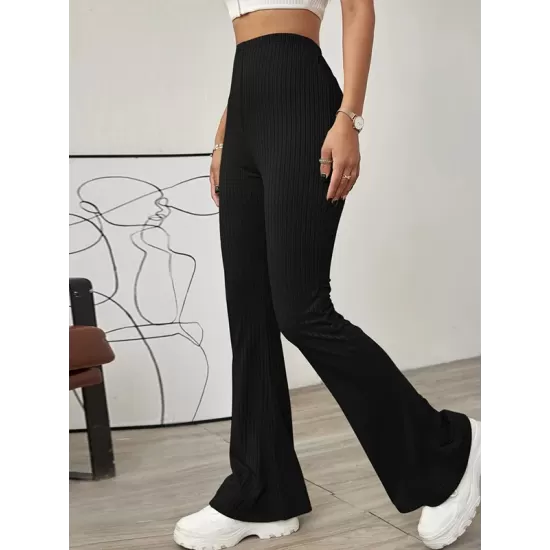 Going Out Flared Pants Skinny Elastics Solid Color Casual Pants Bottoms