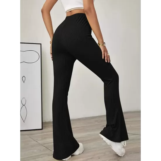 Going Out Flared Pants Skinny Elastics Solid Color Casual Pants Bottoms